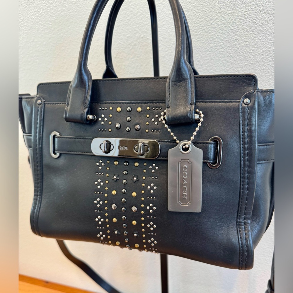 Coach Swagger Studded Black EUC - Picture 2 of 13